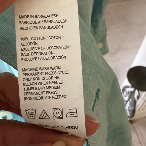 Izod Men's Green/Blue Long Sleeve Pocket Collared Button Down Shirt Size XL - Picture 5 of 11